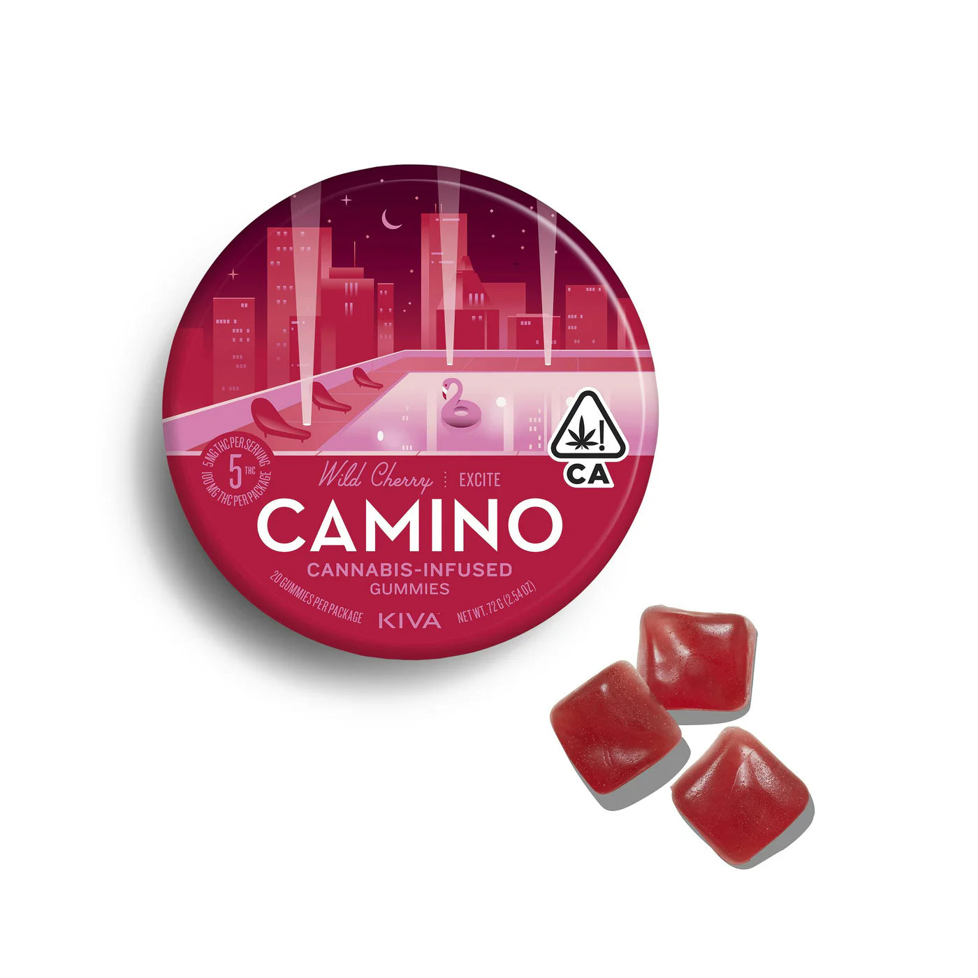 Camino Wild Cherry "Excite" Gummies 100mg (Kiva Confections)