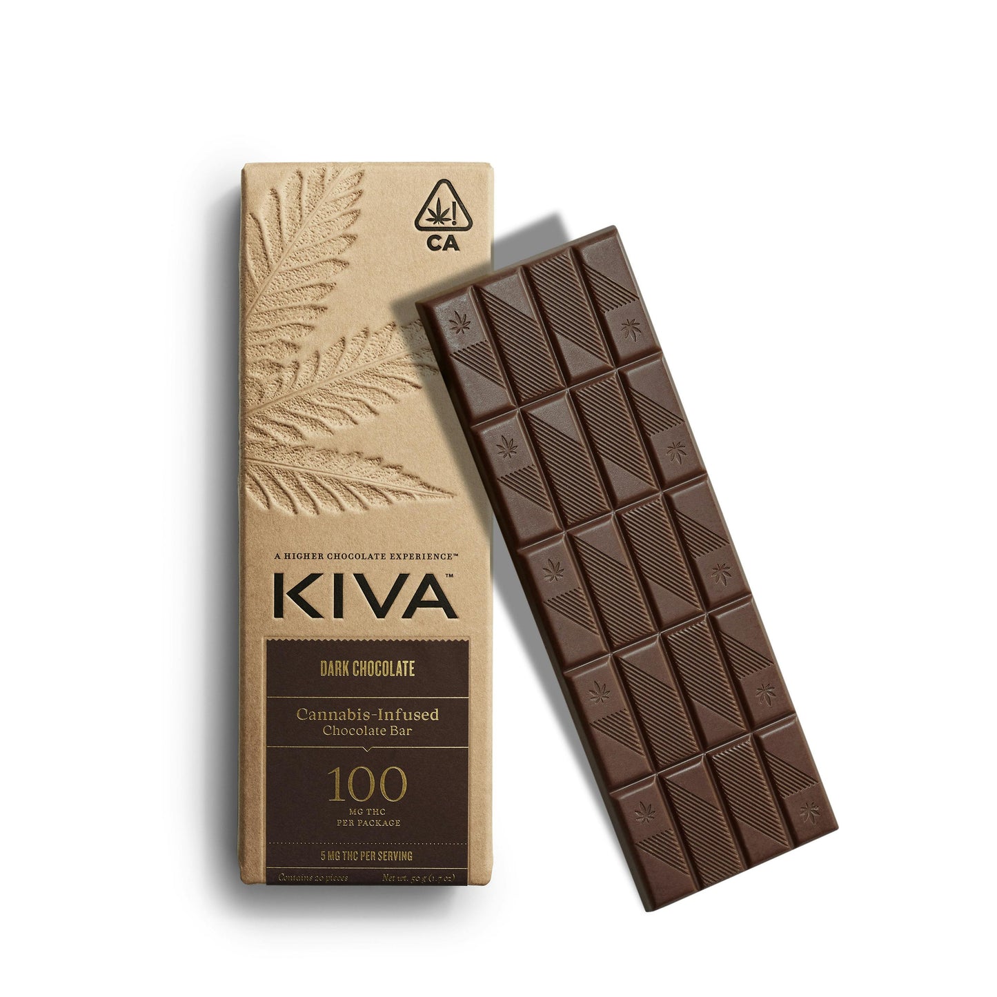Dark Chocolate Bar 100mg (Kiva Confections)
