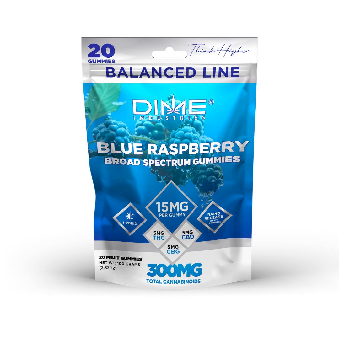 Blue Raspberry Balanced Line "Afternoon" CBG Gummies 20pk 300mg (Dime Industries)