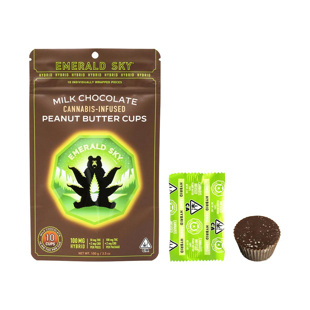 Milk Chocolate Peanut Butter Cups Hybrid 10pk 100mg THC (Emerald Sky)