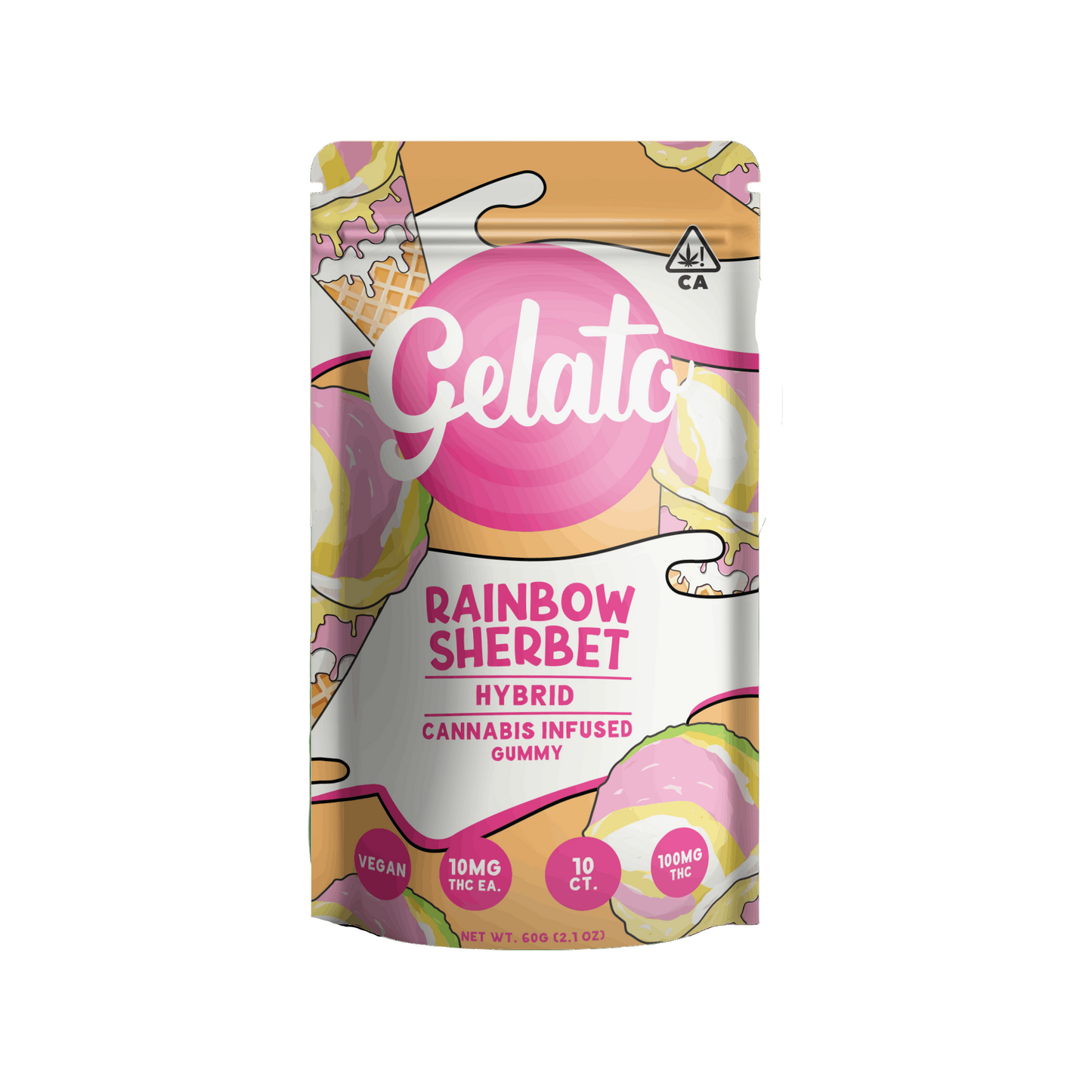 Rainbow Sherbert Gummies 10pk 100mg THC (Gelato)