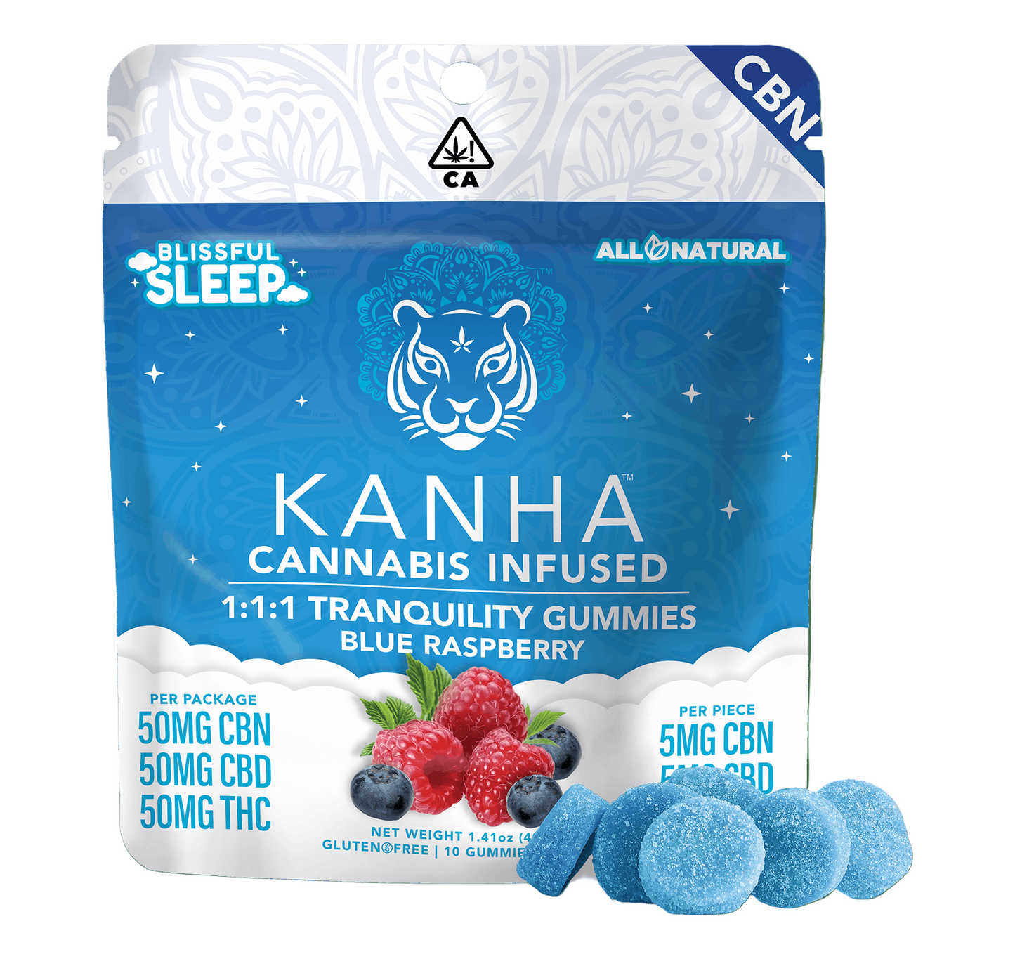 Tranquility SLEEP 1:1:1 Gummies 10pk 50mg CBN/50mg CBD/50mg THC (KANHA)