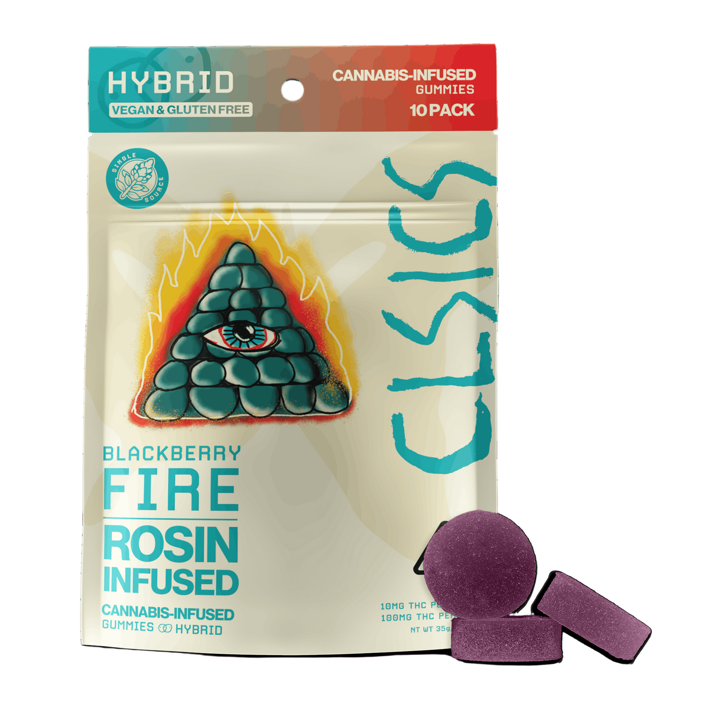Blackberry Fire Live Rosin Infused Gummies 10pk 100mg THC (CLSICS Rosin & Rosin Infused Pre Rolls)