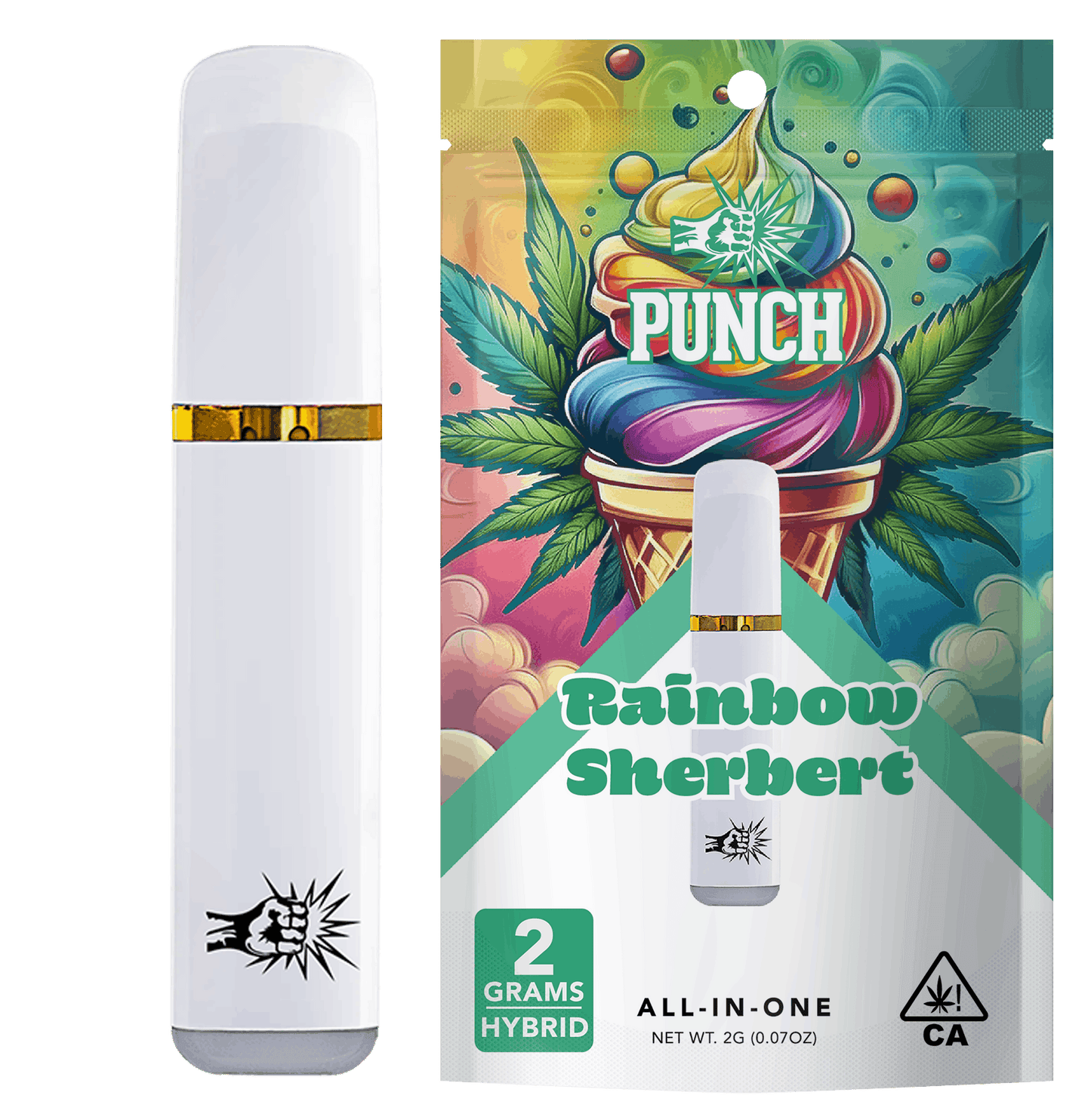 Rainbow Sherbert Hybrid Distillate All in One Vape 2g (Punch Edibles & Extracts)