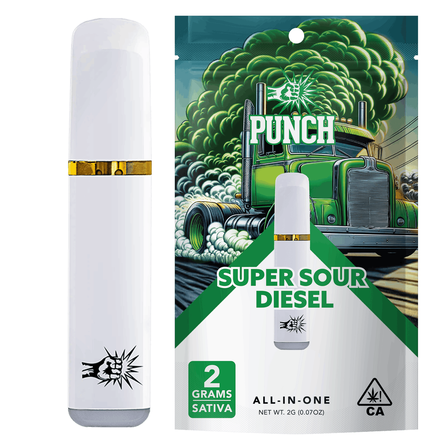 Super Sour Diesel Sativa Distillate All in One Vape 2g (Punch Edibles & Extracts)