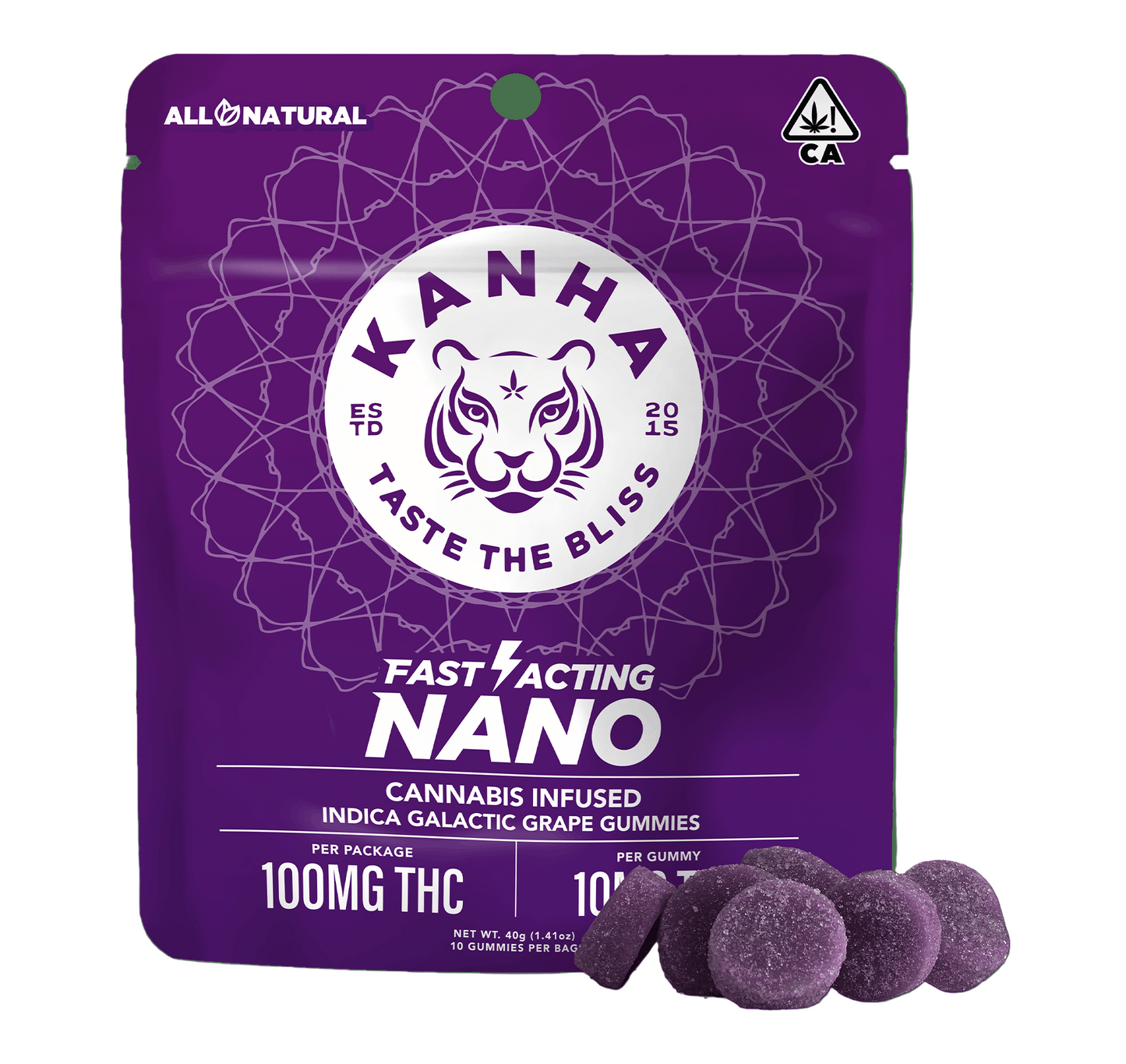 Galactic Grape Indica NANO Gummies 10pk 100mg THC (KANHA)