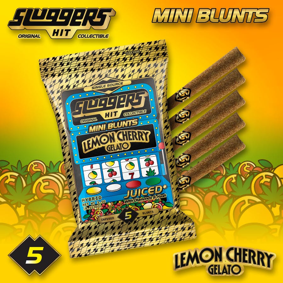 Lemon Cherry Gelato Hybrid Infused Mini Blunts 3.5g 5pk (Sluggers Hit)