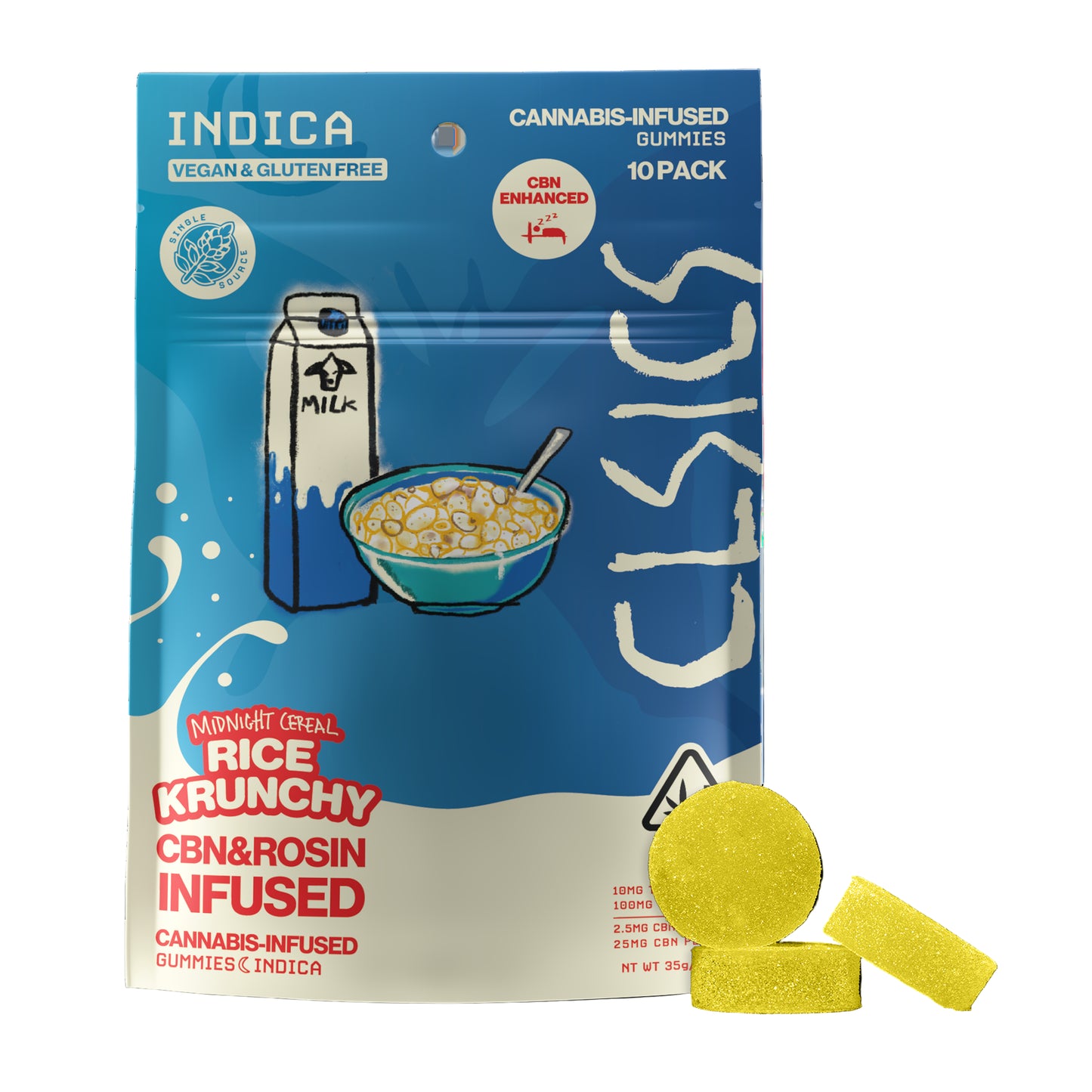 Rice Krunchy Midnight Cereal Indica CBN & Rosin Gummies 10pk 100THC:25CBN (CLSICS Rosin & Rosin Infused Pre Rolls)