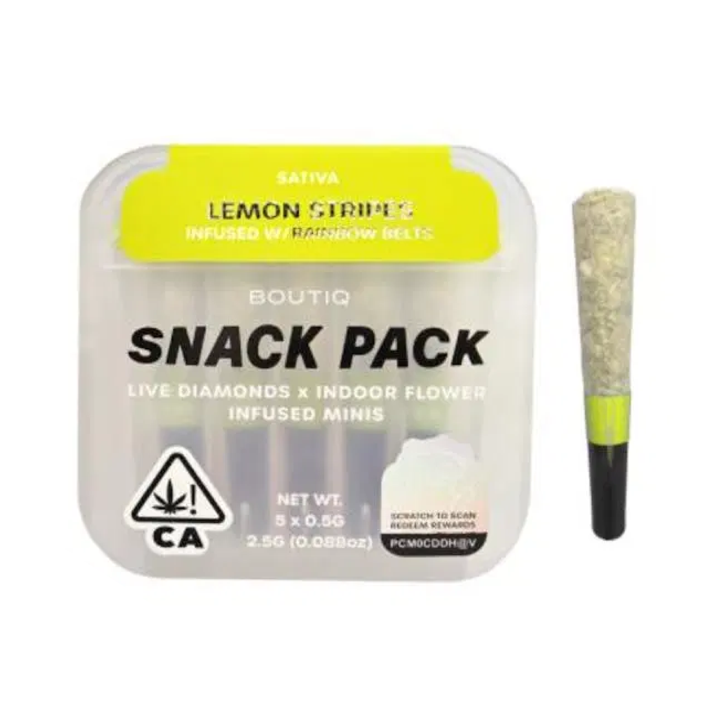 Lemon Stripes x Rainbow Belts Live Diamond Infused Mini Pre Rolls 5pk (2.5g) (Boutiq)