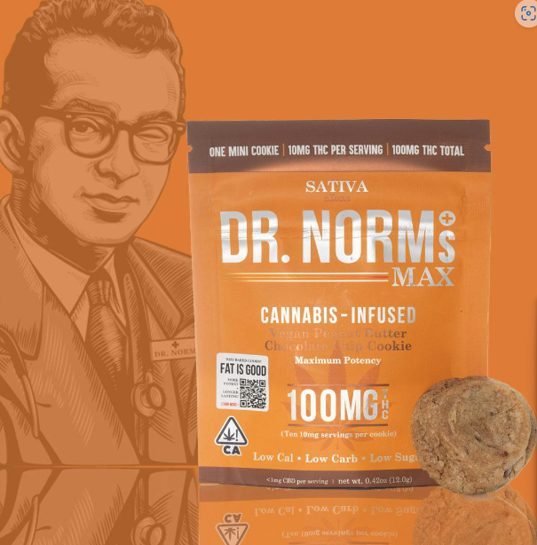 Peanut Butter Chocolate Chip Sativa MAX Cookie 1pc 100mg THC (Dr. Norm's)