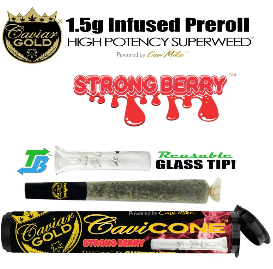 Strong Berry Cavi Cone Infused Pre-Roll 1.5g (Caviar Gold)