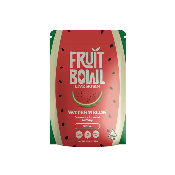 Watermelon Live Rosin Gummies 10pk 100mg THC (Fruit Bowl)