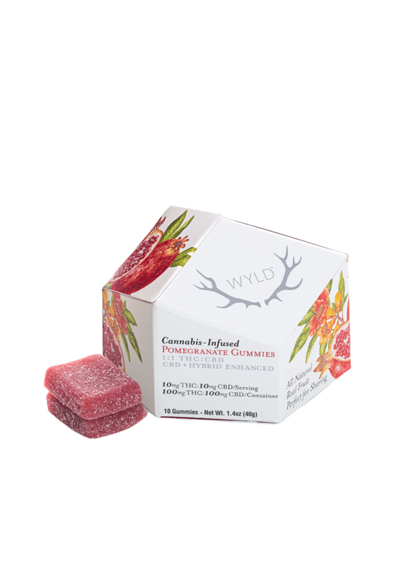 Pomegranate 1:1 CBD + Hybrid Enhanced Gummies 100:100mg (WYLD)