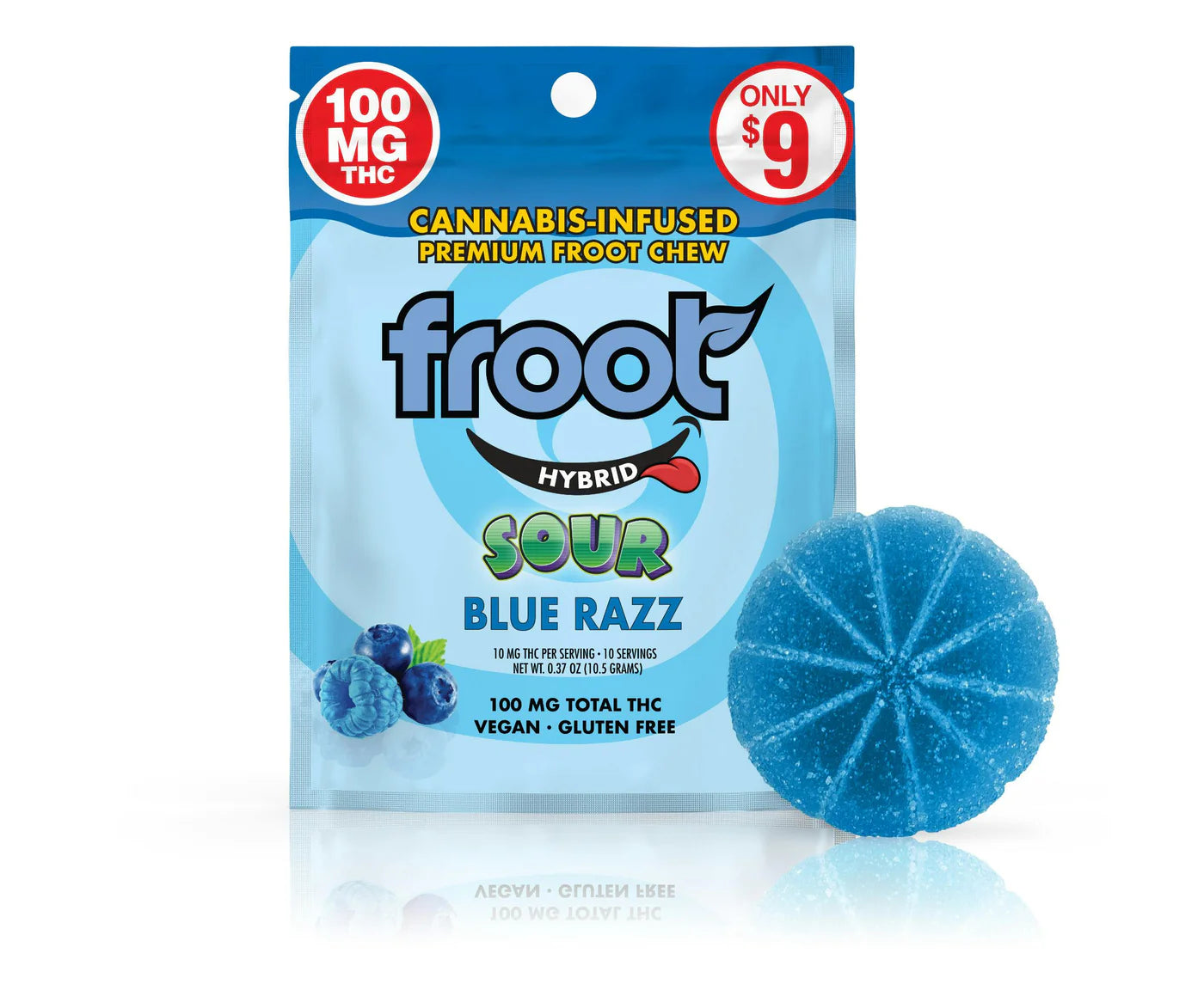 Sour Blue Razz Single Cut-to-dose Gummy 100mg (Froot)