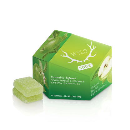 Sour Apple Sativa Enhanced Gummies 10pk 100mg THC (WYLD)