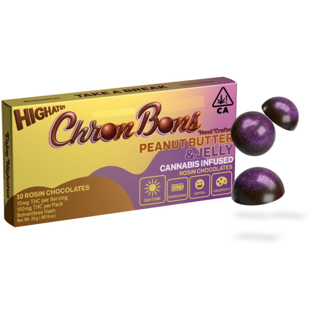 Peanut Butter & Jelly Chron Bons Rosin Chocolates 10pk 100mg THC (Highatus)