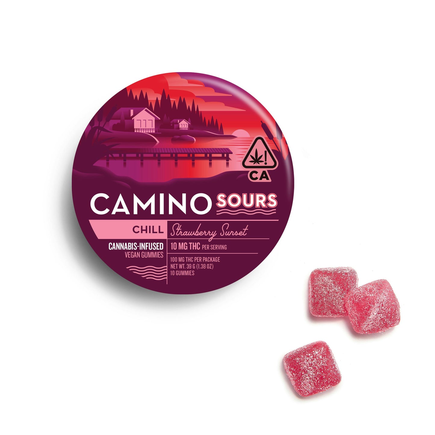 Camino Strawberry Sunset 'Chill' Sours Gummies 100mg(Kiva Confections)