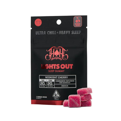 Midnight Cherry: Lights Out 1:1 CBN Sleep Gummies 5pk 100mg THC:100mg CBN (Heavy Hitters)