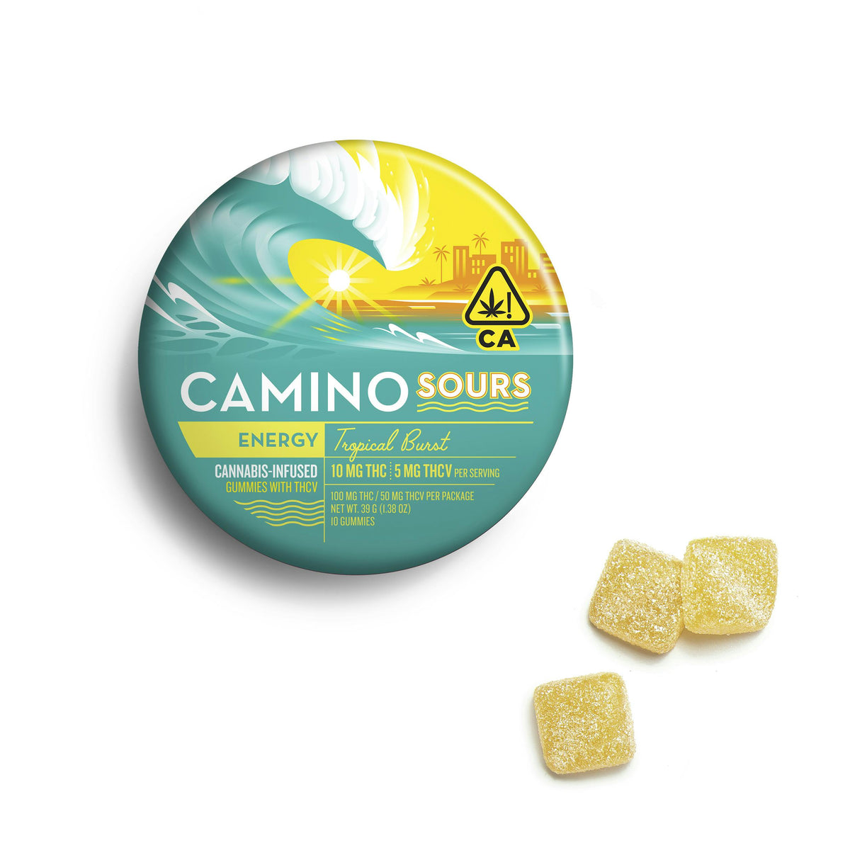 Camino Tropical Burst Sours 'Energy' Gummies 100mg (Kiva Confections)