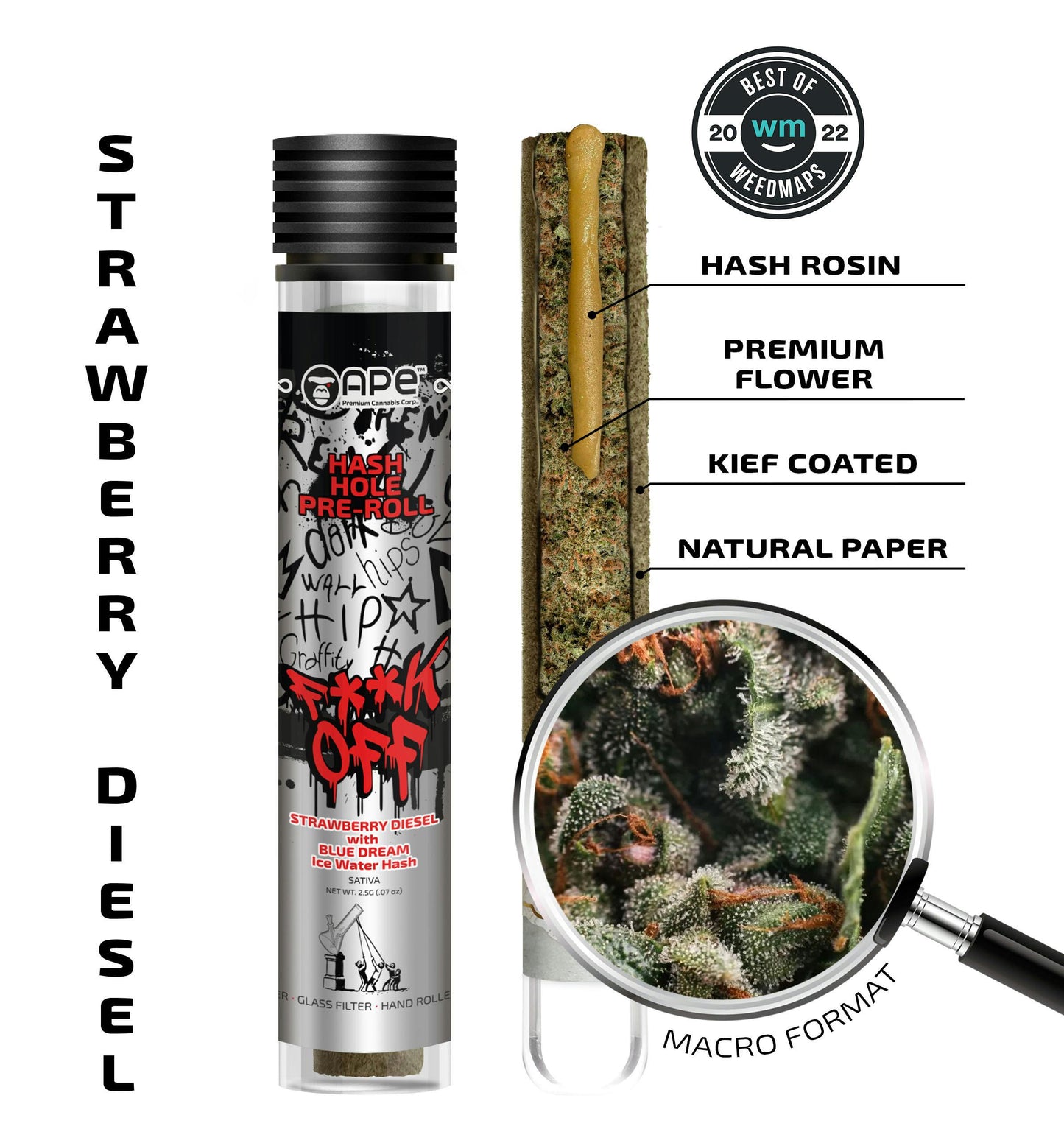 Strawberry Diesel & Blue Dream Hash Hole Pre-Roll 2.5g (APE Premium Cannabis Corp)