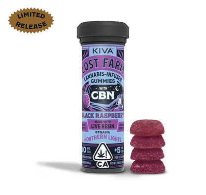 Black Raspberry x Northern Lights Lost Farm CBN Gummies 10pk 100mg THC (Kiva Confections)