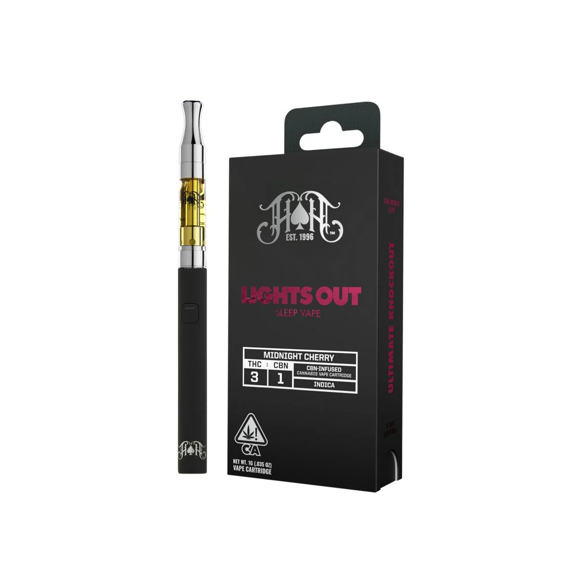 Midnight Cherry Lights Out CBN Sleep Vape Cartridge 1G (Heavy Hitters)