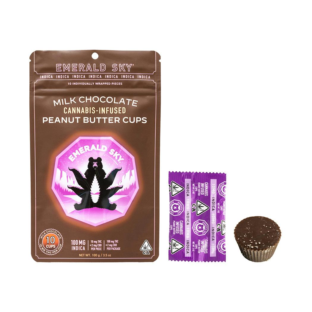 Milk Chocolate Peanut Butter Cups Indica 10pk 100mg THC (Emerald Sky)