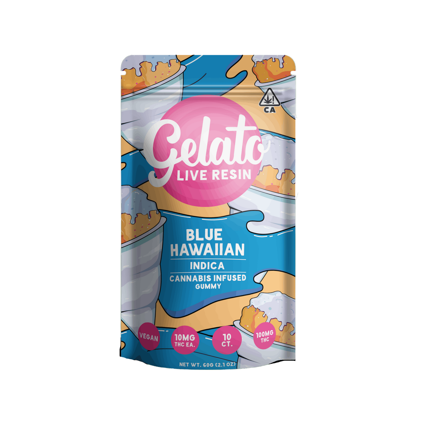 Blue Hawaiian Live Resin Gummies 10pk 100mg THC (Gelato)