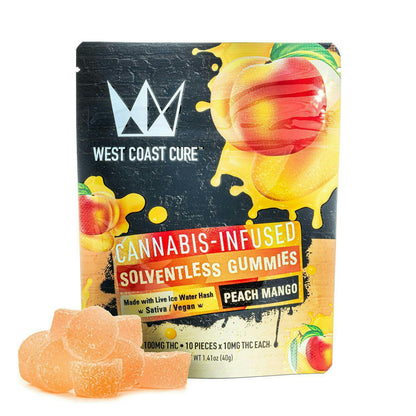 Peach Mango Flavored Solventless Water Hash Gummies 10x 10mg (West Coast Cure)