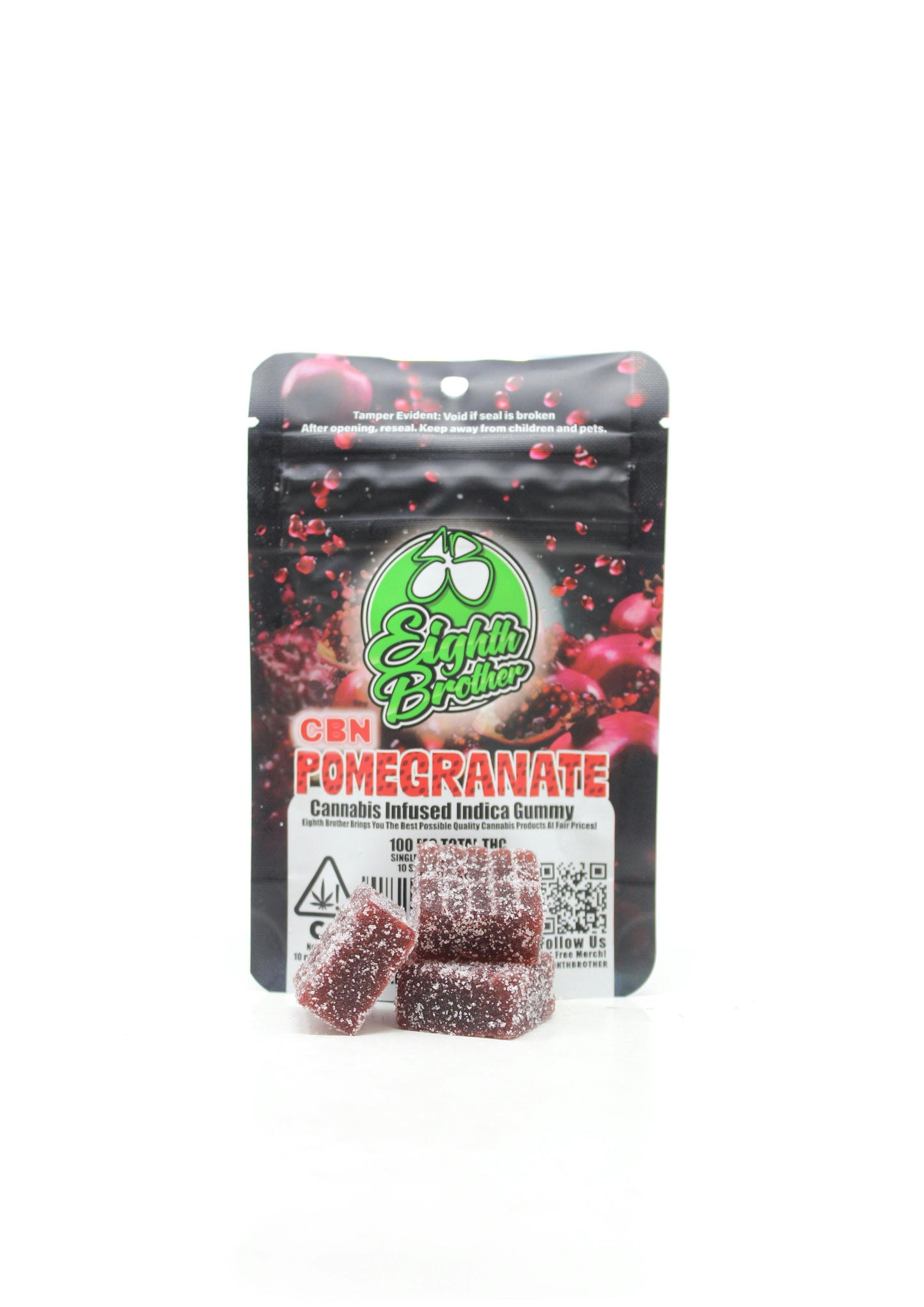 Pomegranate CBN Single Cut a Dose Gummy 1pc 100mg THC (Eighth Brother)