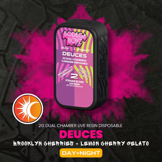 Brooklyn Cherries x Lemon Cherry Gelato Live Resin Deuces Dual Chambered Disposable Vape 2g (Bodega Boyz)