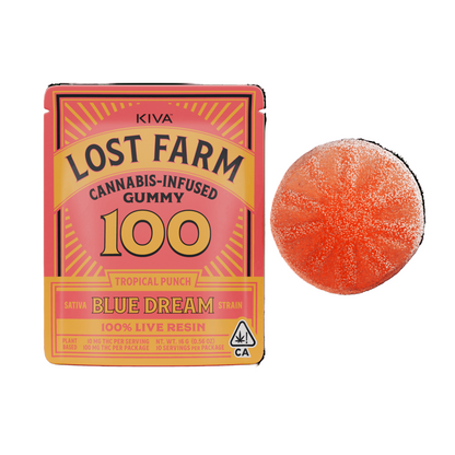 Tropical Punch x Blue Dream Lost Farm Live Resin Gummy 1pc 100mg THC (Kiva Confections)