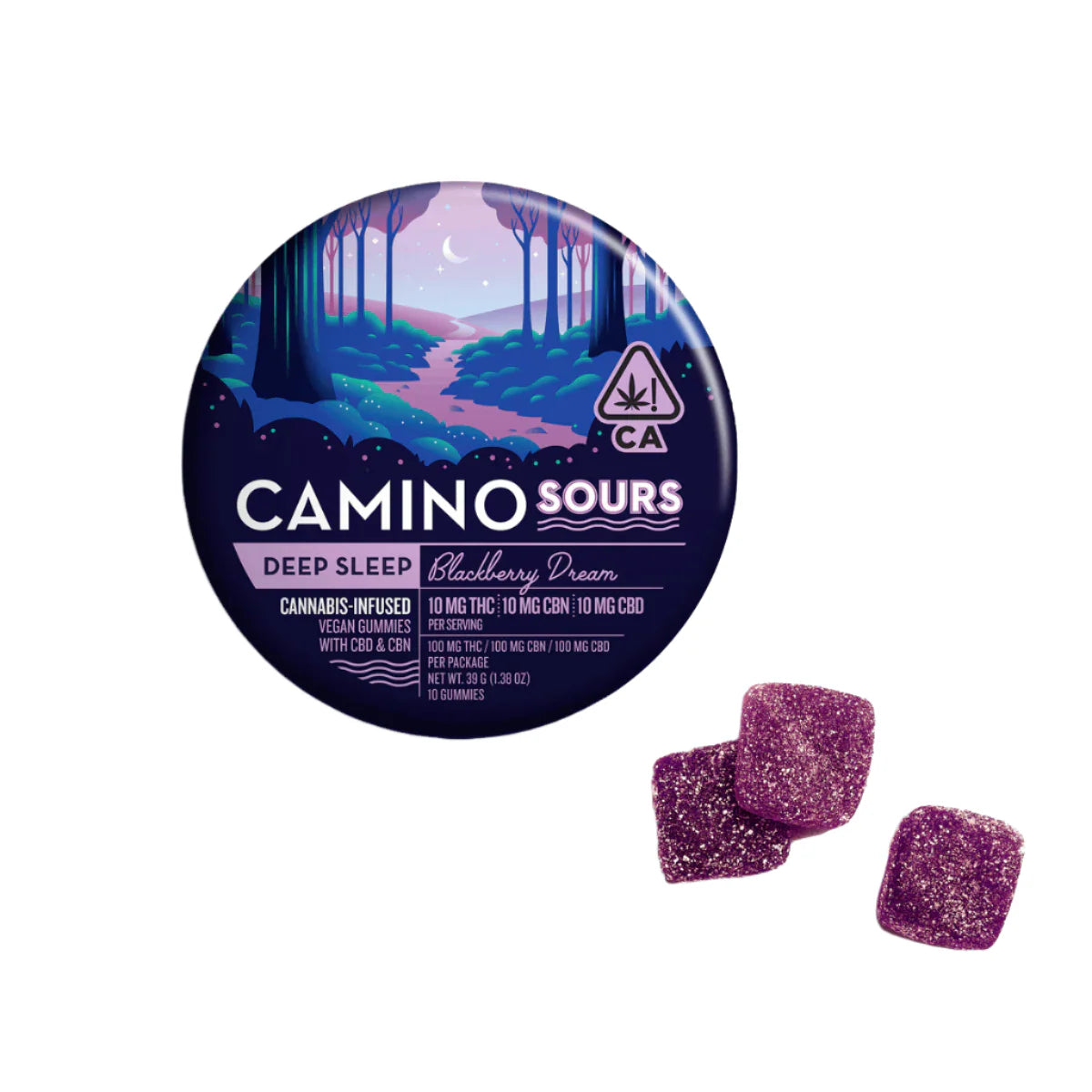 Camino Blackberry Dream Sours "Deep Sleep" Gummies 100mg (Kiva Confections)