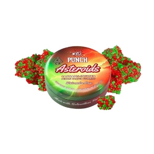 Watermelon Nova Asteroids Pebble Coated Gummies 10pk 100mg THC (Punch Edibles & Extracts)