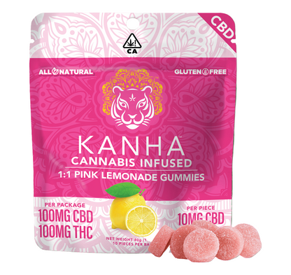 Pink Lemonade 1:1 CBD:TH Gummies 10pk 100mg CBD/100mg THC (KANHA)