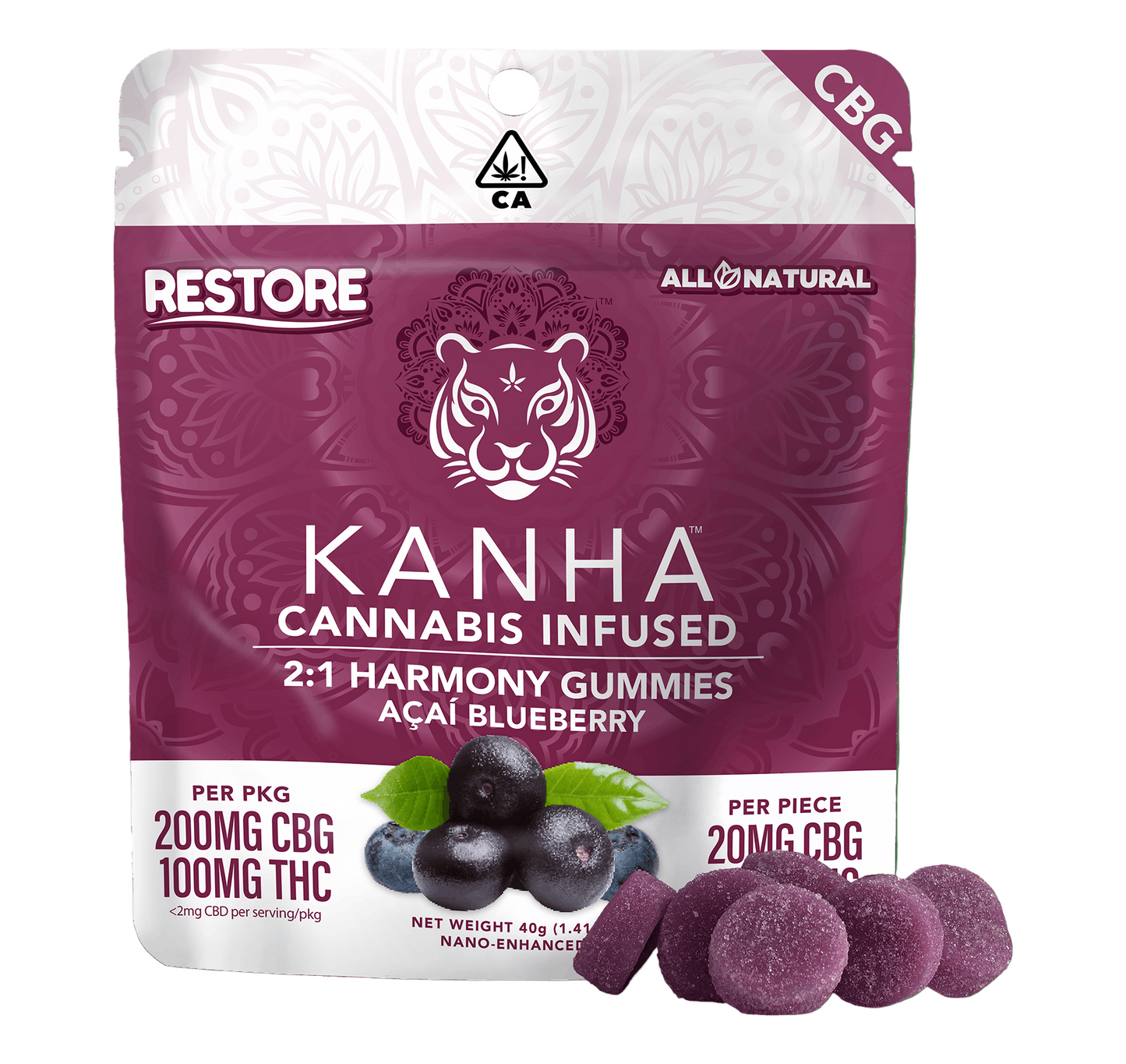 Harmony 2:1 CBG:THC Gummies 10pk 200mg CBG/100mg THC (KANHA)