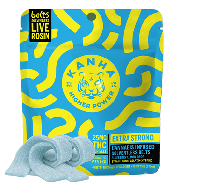 Blueberry Lemon Drop Hybrid Live Rosin Belts 4pk 100mg THC (KANHA)