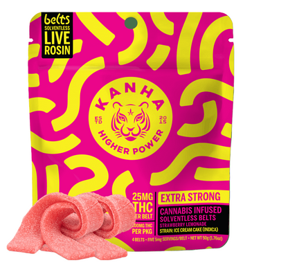Strawberry Lemonade Indica Live Rosin Belts 4pk 100mg THC (KANHA)