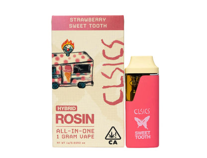 Strawberry Sweet Tooth Live Rosin All in One Vape 1g (CLSICS Rosin & Rosin Infused Pre Rolls)