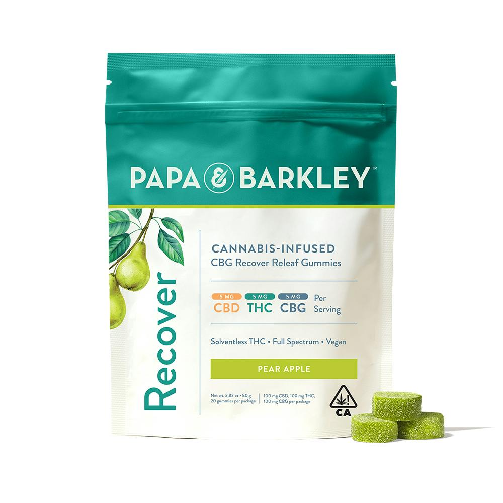 Pear Apple Releaf Gummies 20pk 100mg CBD:100mG THC:100mg CBG (Papa & Barkley)