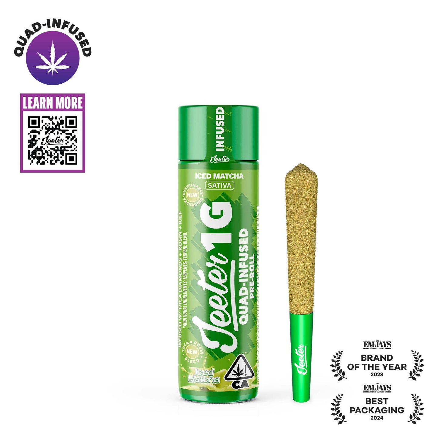 Iced Matcha Quad-Infused Jeeter Joint 1g (Jeeter)