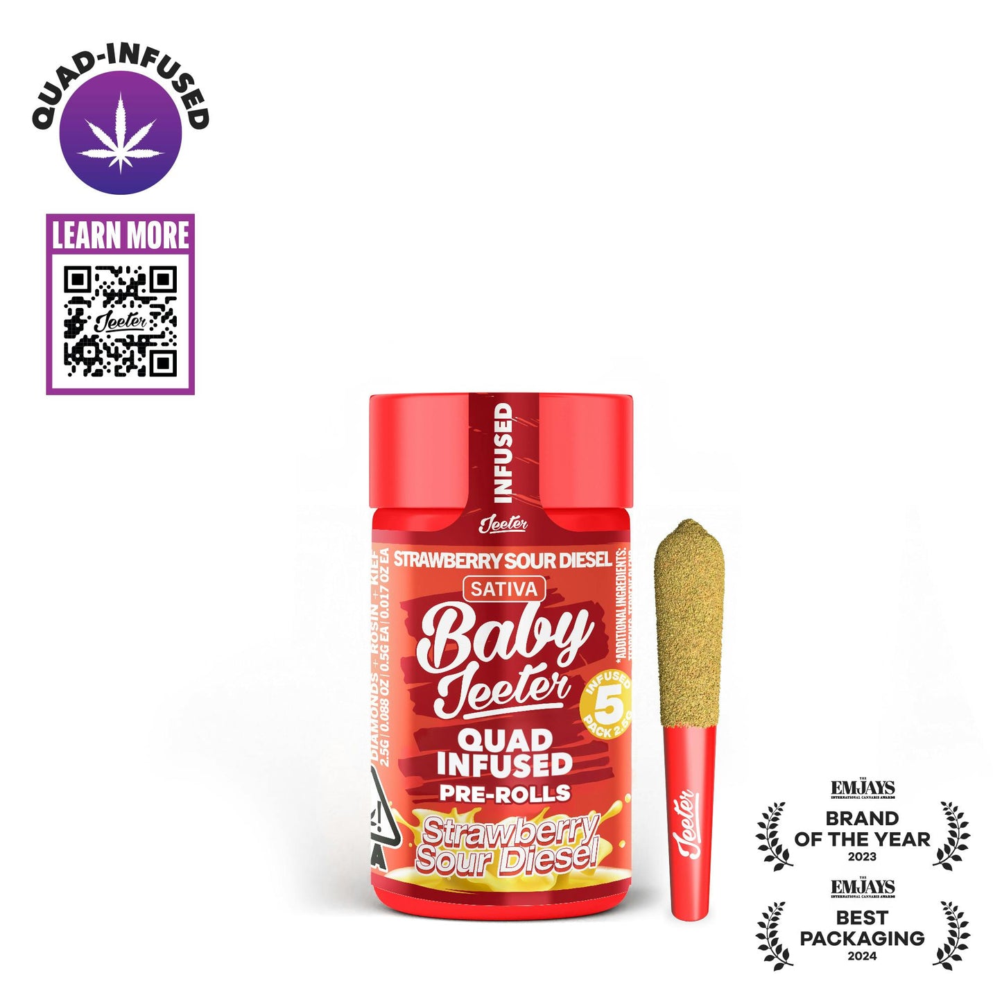 Strawberry Sour Diesel Quad-Infused Baby Jeeter 5pk 2.5g (Jeeter)
