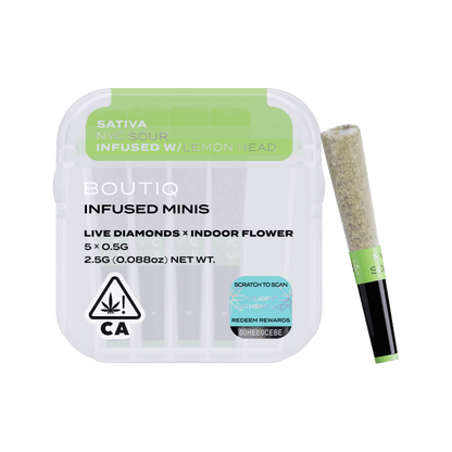 NYC Sour x Lemon Head Live Diamond Infused Pre Rolls 5pk 2.5g (Boutiq)