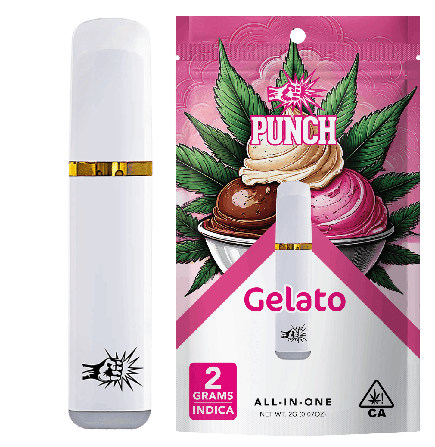 Gelato Indica Distillate All in One Vape 2g (Punch Edibles & Extracts)