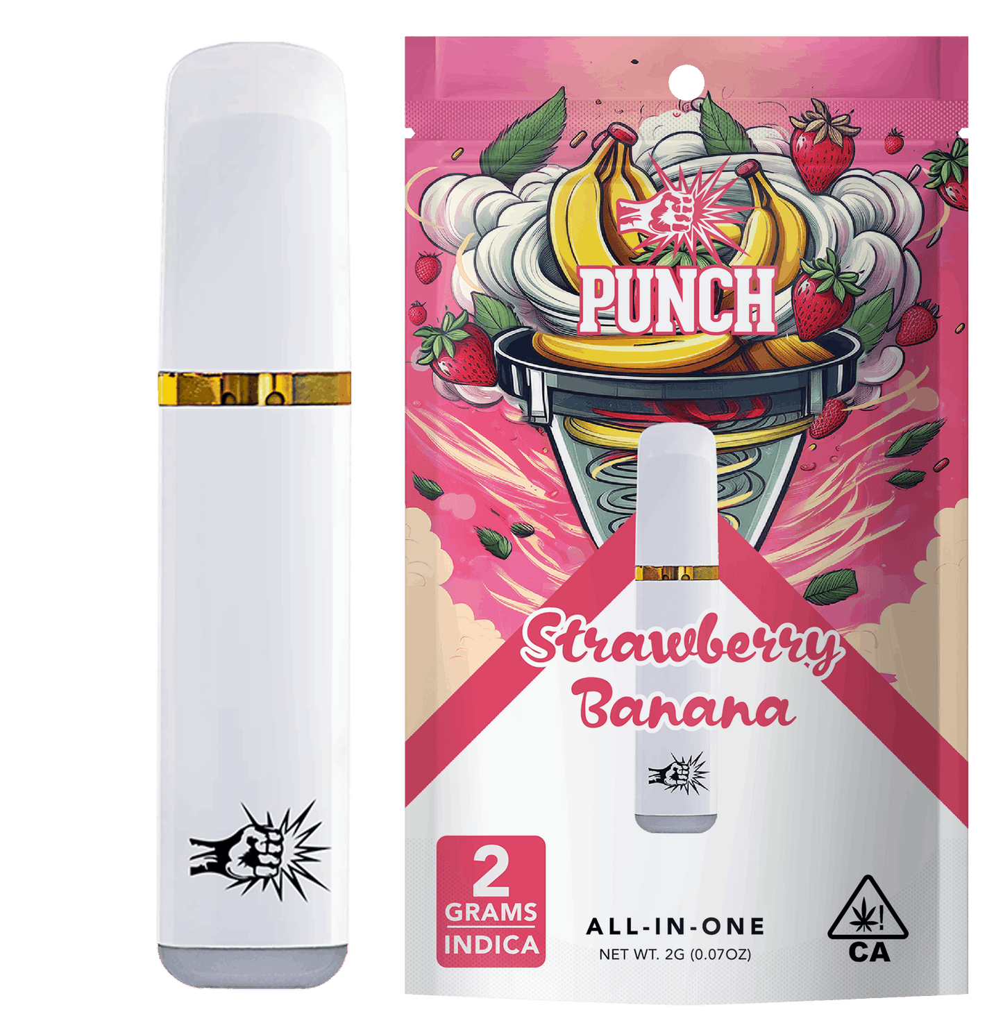 Strawberry Banana Indica Distillate All in One Vape 2g (Punch Edibles & Extracts)