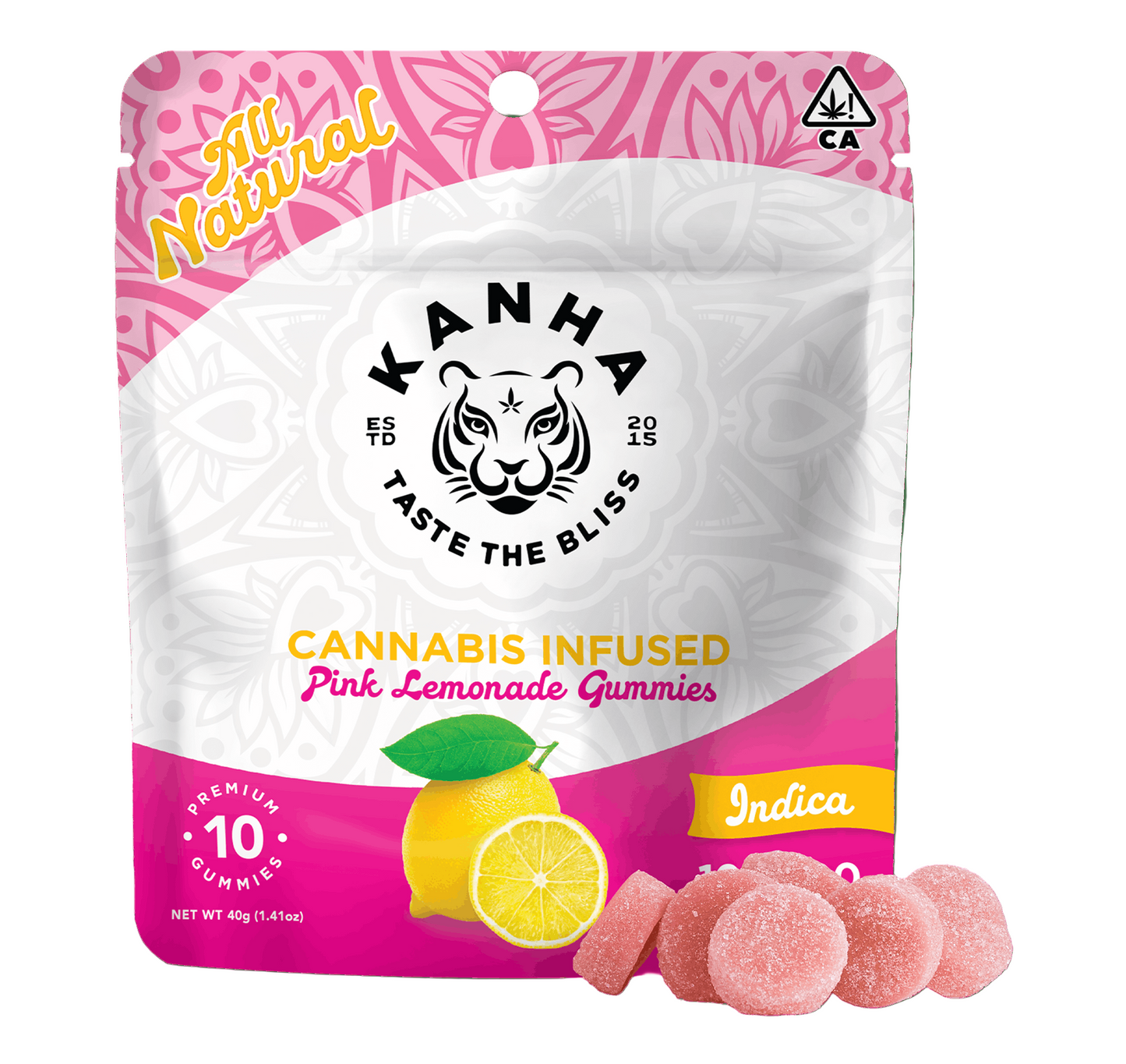 Pink Lemonade Indica  Gummies 10pk 100mg THC (KANHA)