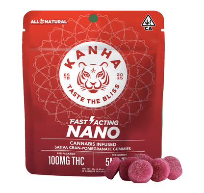 Cran-Pomegranate Sativa NANO Gummies 20pk 100mg THC (KANHA)
