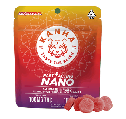 Fruit Punch Fusion Hybrid NANO Gummies 10pk 100mg THC (KANHA)