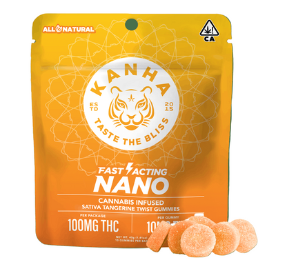 Tangerine Twist Sativa NANO Gummies 10pk 100mg THC (KANHA)