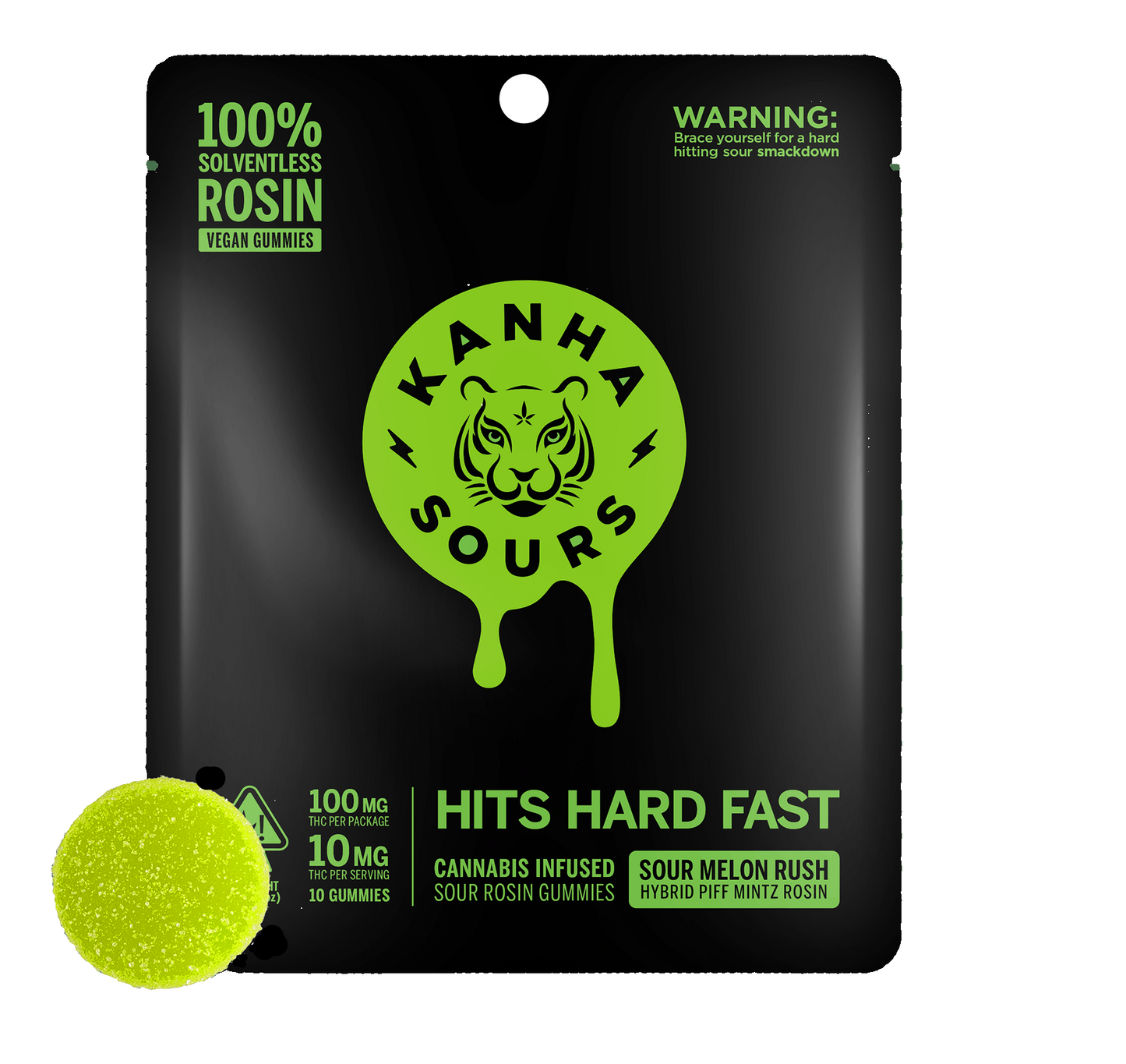 Sour Melon Rush Hybrid Rosin Sours 10pk 100mg THC (KANHA)